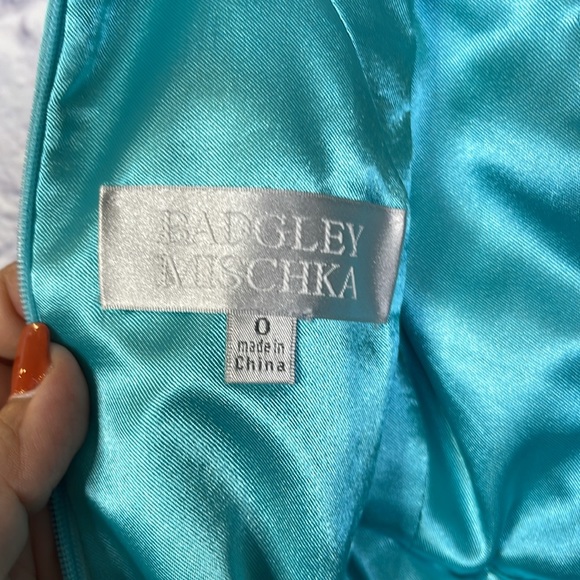 Badgley Mischka Aqua Sleeveless Stretch Prom Wedding Gown Formal Dress Size 0 - Picture 10 of 15